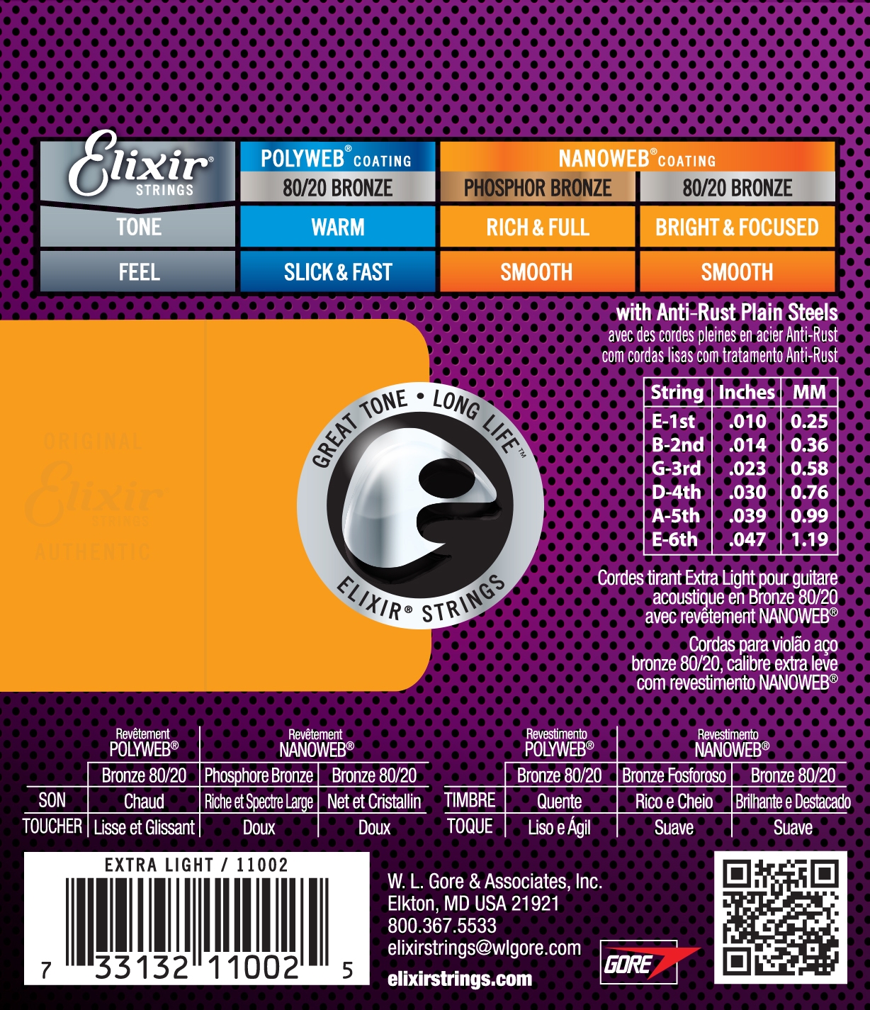 Elixir NANOWEB 80/20 Bronze Acoustic Strings - Extra Light 10-47 - Image 2