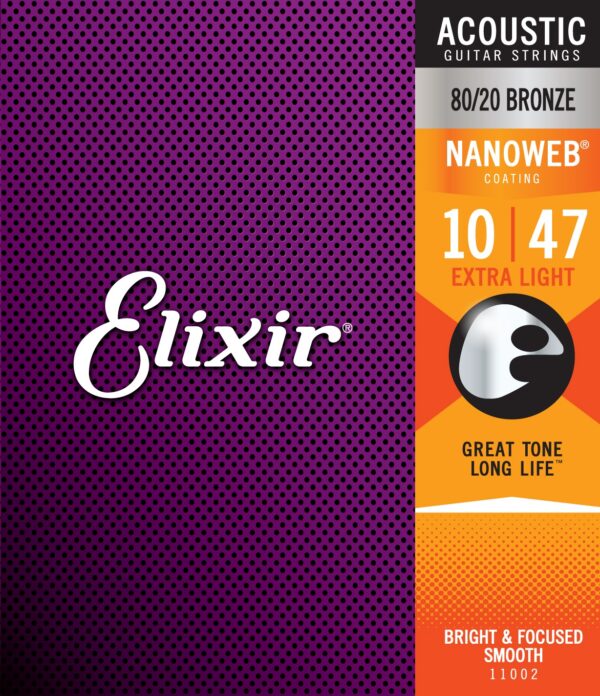 Elixir NANOWEB 80/20 Bronze Acoustic Strings - Extra Light 10-47