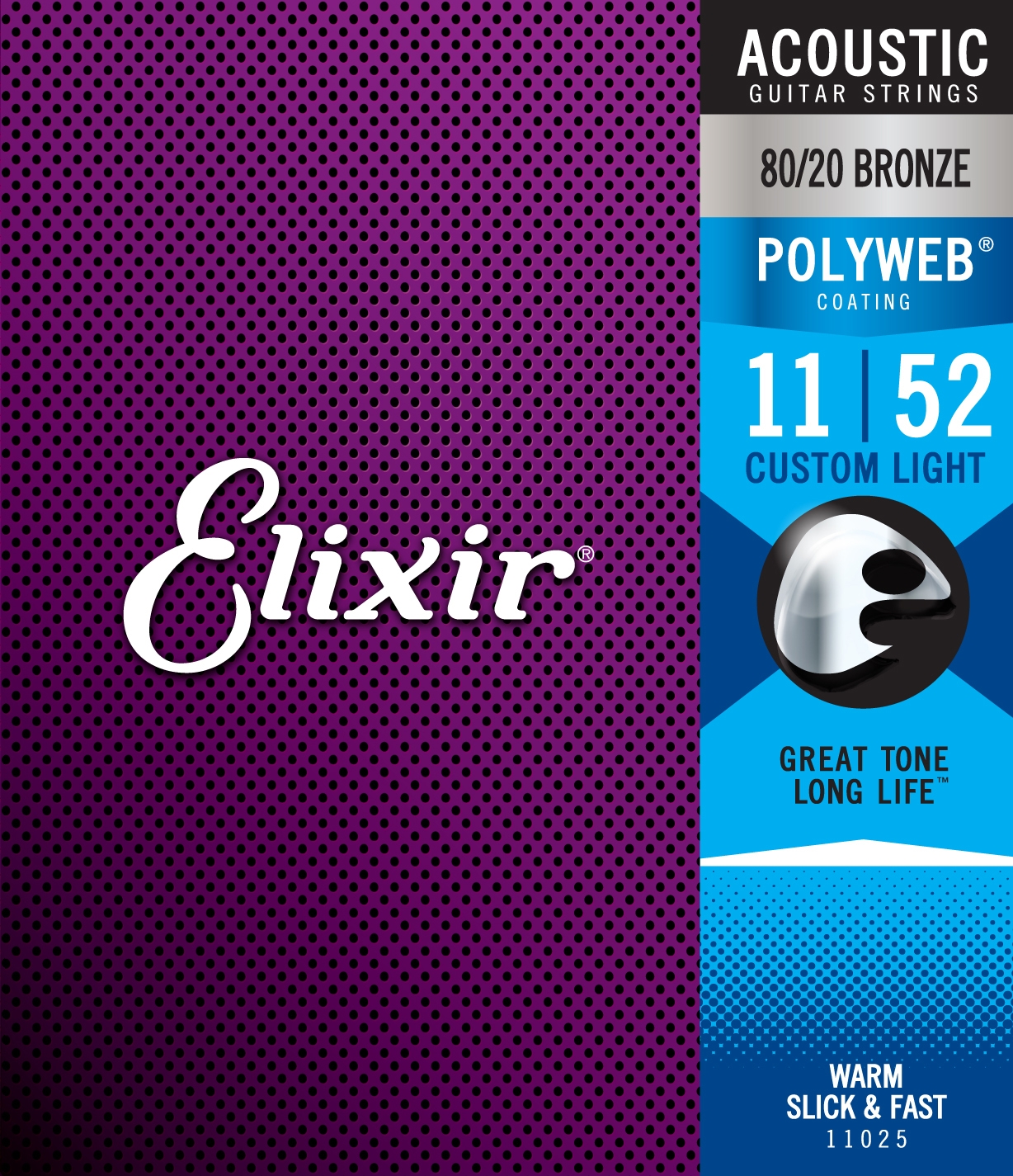 Elixir 80/20 Bronze Custom Light 11-52 POLYWEB Acoustic Strings