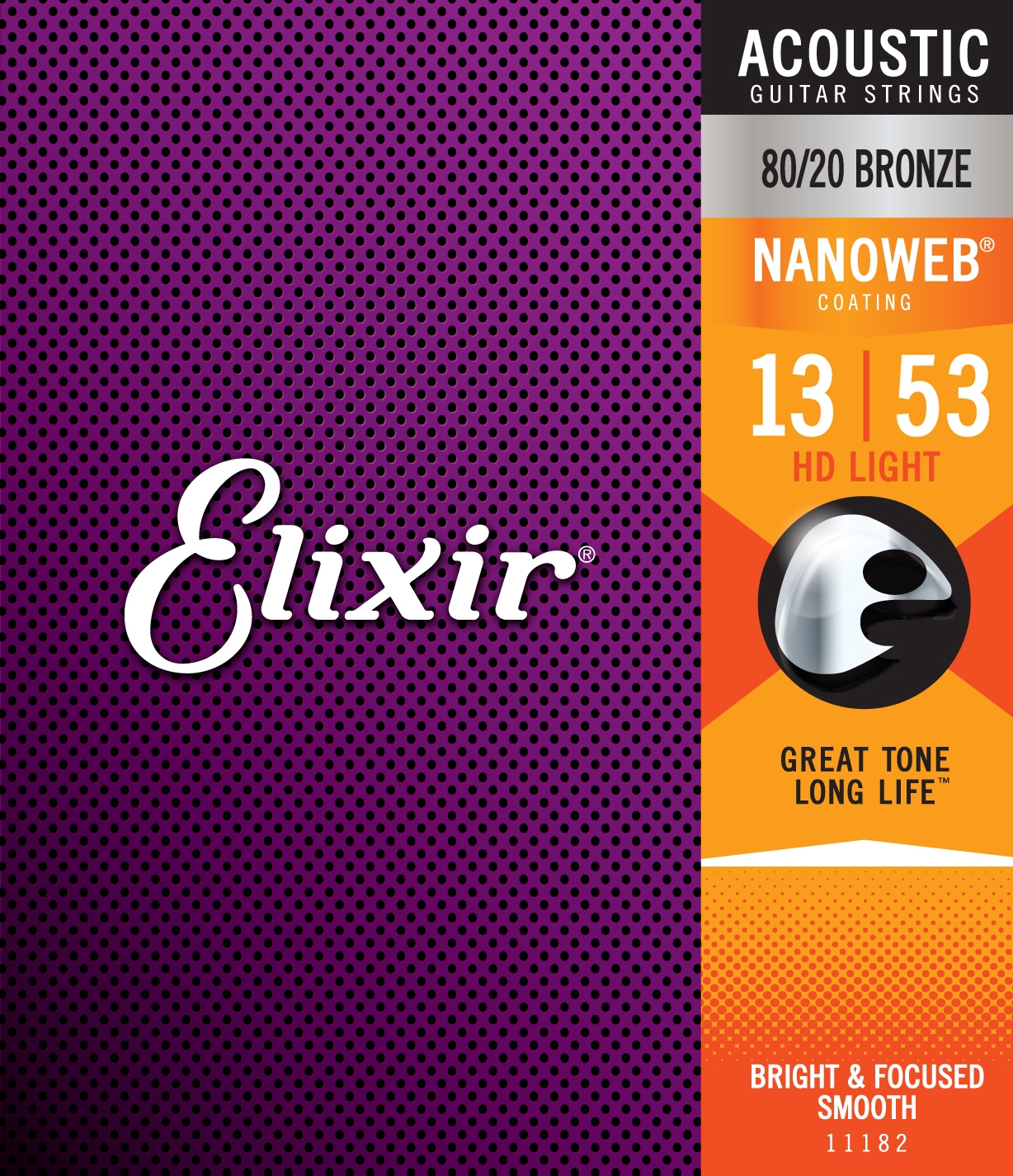 Elixir 80/20 Bronze NANOWEB HD Light Acoustic Strings (13-53)