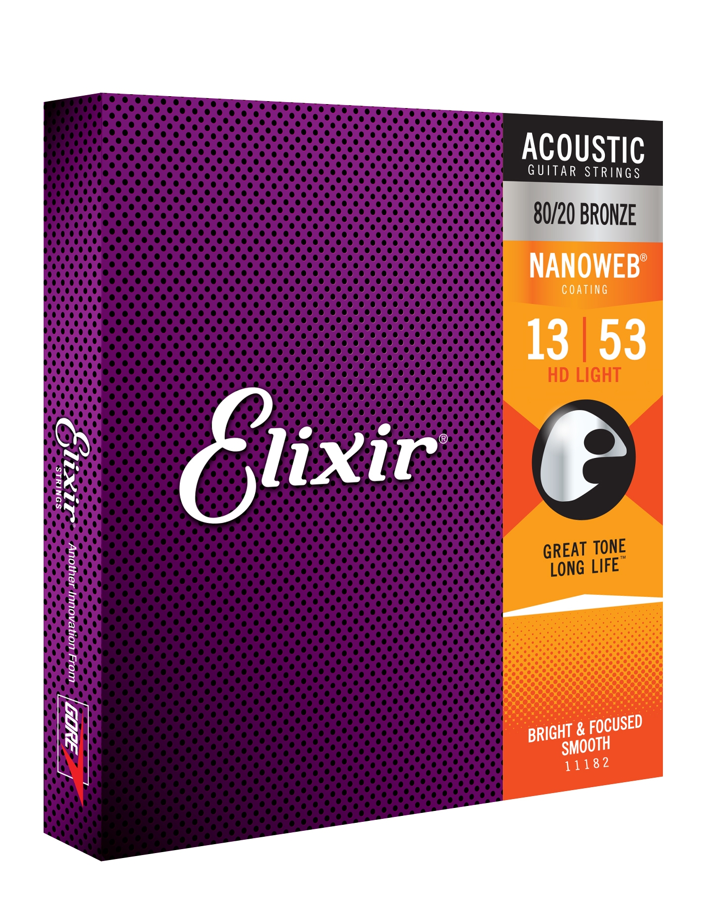 Elixir 80/20 Bronze NANOWEB HD Light Acoustic Strings (13-53) - Image 2