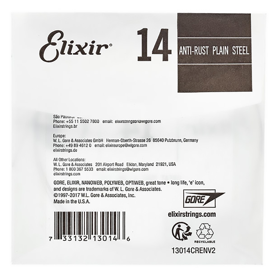 Elixir .014 Anti-Rust Plain Steel Single String - Image 2