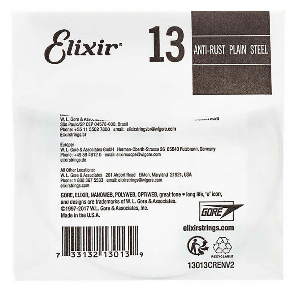 Elixir .013 Anti-Rust Plain Steel Single String - Image 2