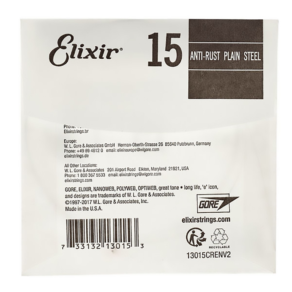 Elixir .015 Anti-Rust Plain Steel Single String - Image 2
