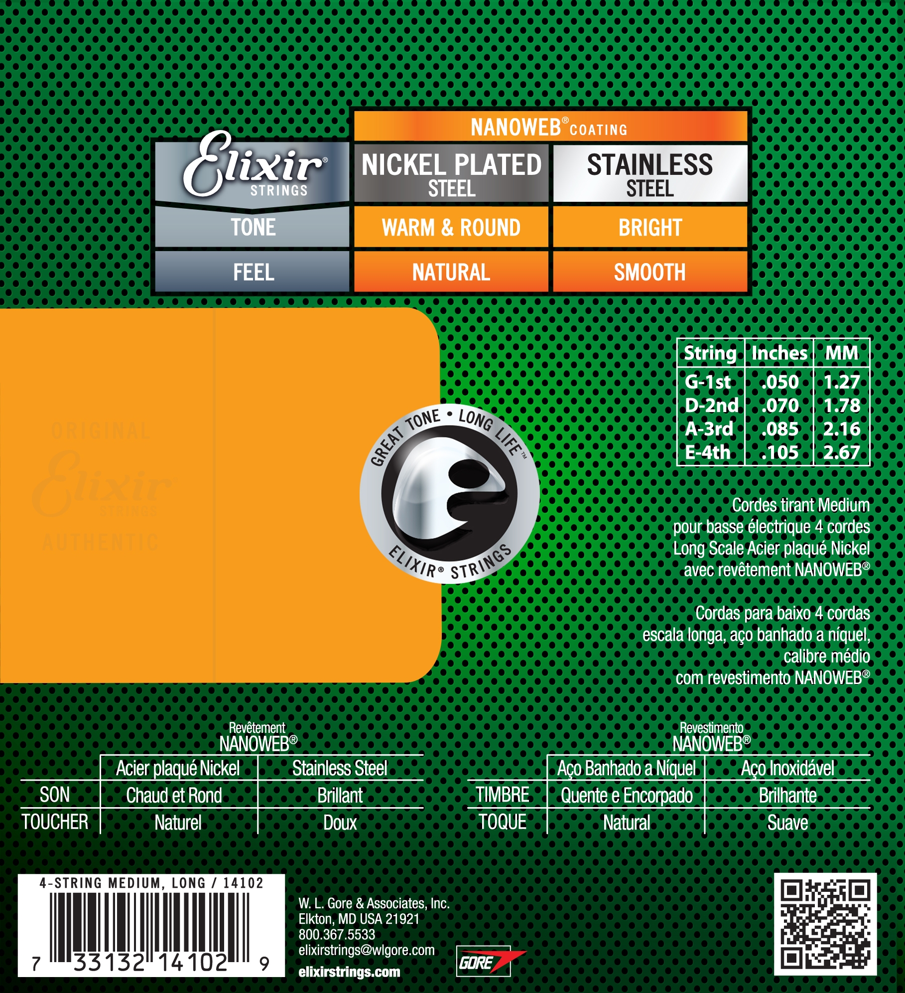 Elixir NANOWEB Nickel Bass Strings 4-String Med Long .050-.105 - Image 2