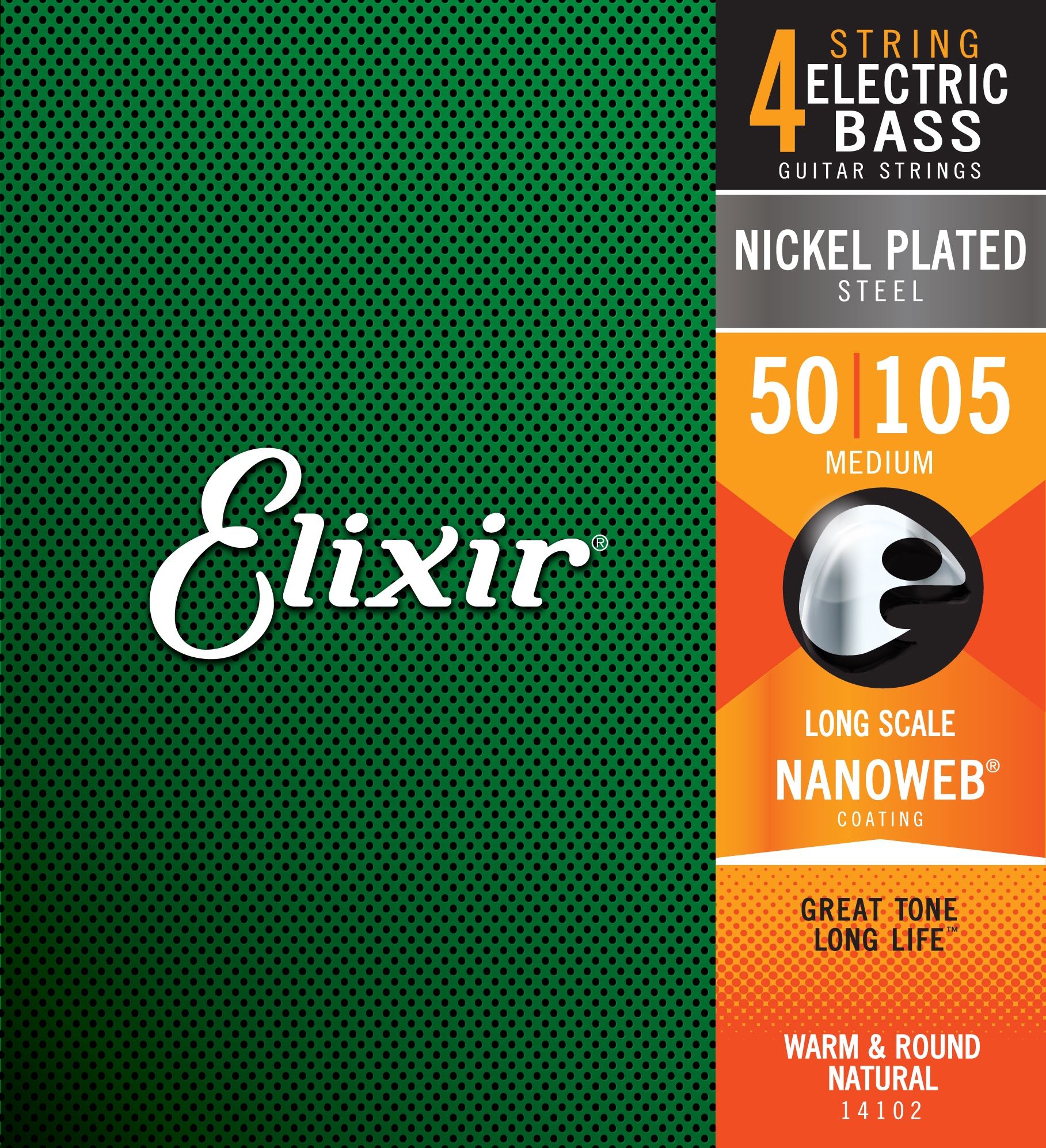Elixir NANOWEB Nickel Bass Strings 4-String Med Long .050-.105