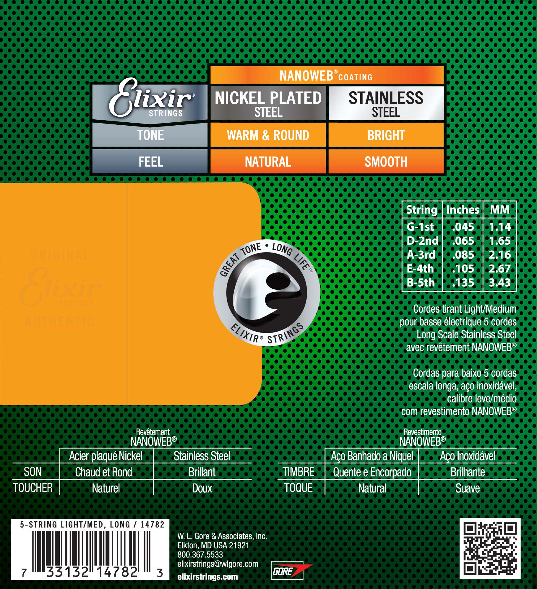 Elixir 5-String Stainless NANOWEB .045-.135 Long Scale - Image 3