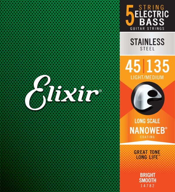 Elixir 5-String Stainless NANOWEB .045-.135 Long Scale