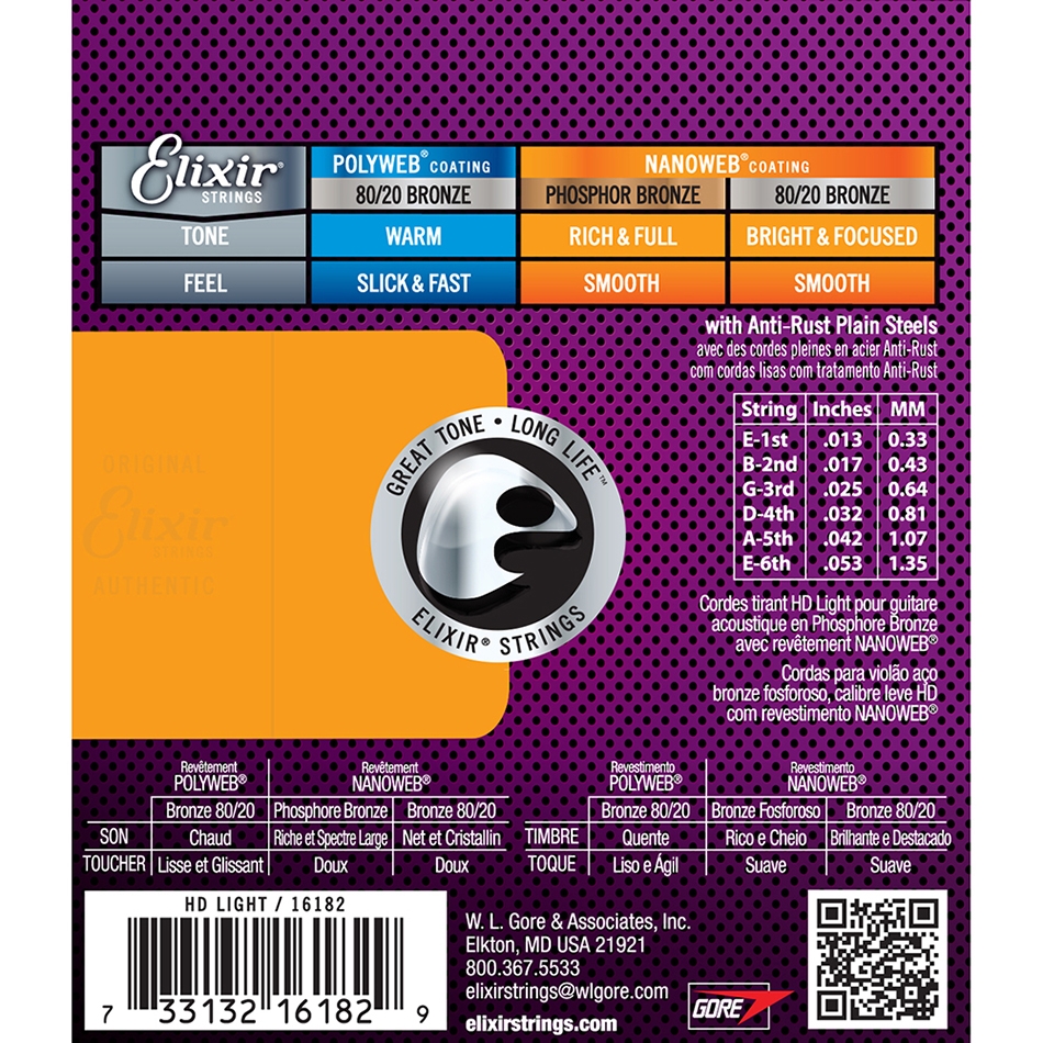 Elixir Acoustic Phosphor Bronze NANOWEB HD Light .013-.053 - Image 3