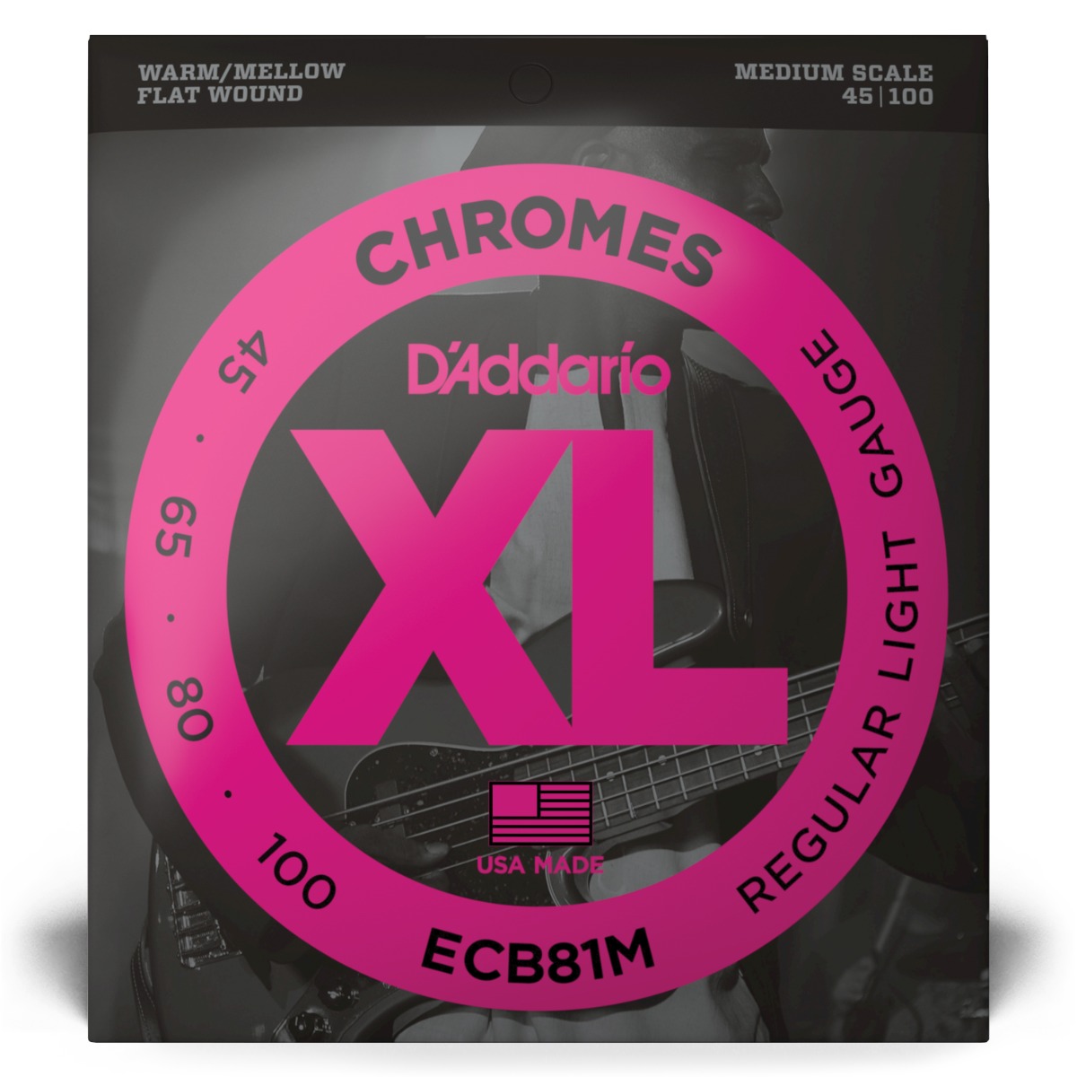 D'Addario ECB81M Chromes Flatwound Bass Strings 45-100