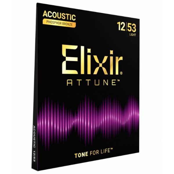 Elixir 21052 Attune Phosphor Bronze Acoustic Strings, Light 12-53