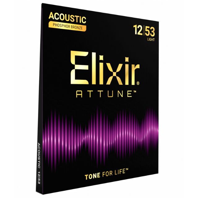 Elixir 21052 Attune Phosphor Bronze Acoustic Strings, Light 12-53