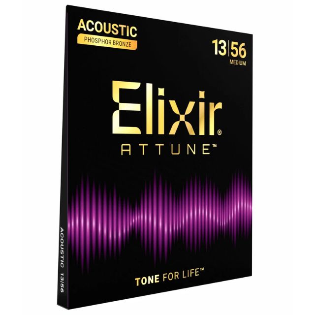 Elixir 21102 Attune Phosphor Bronze Acoustic Strings, Medium 13-56