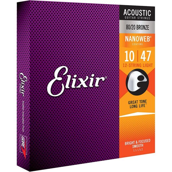 Elixir 11152 12-String Light 80/20 Bronze Nanoweb .010-.047