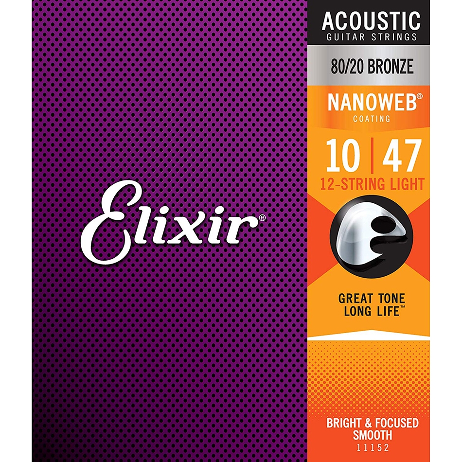 Elixir 11152 12-String Light 80/20 Bronze Nanoweb .010-.047 - Image 2