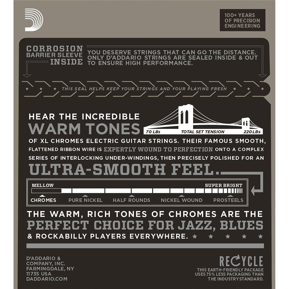 D'Addario ECG26 Chromes Flatwound Electric Strings Medium - Image 4
