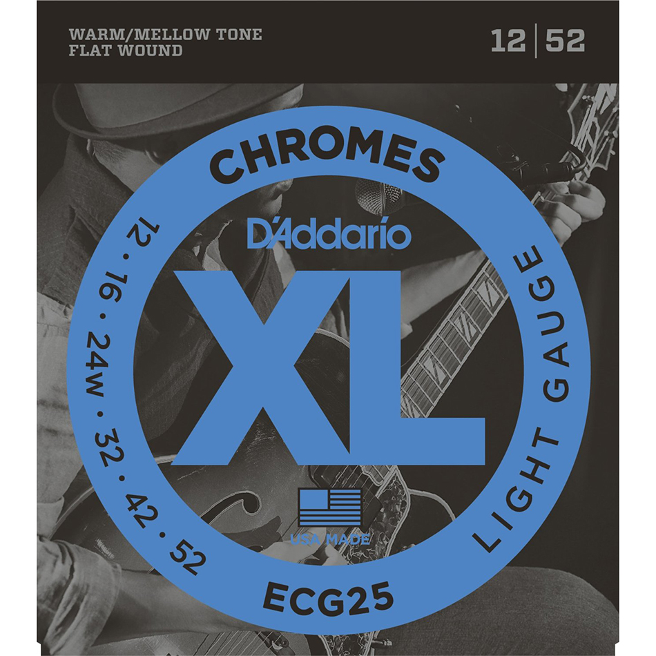 D'Addario ECG25 Chromes Flatwound Electric Strings, Light