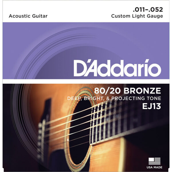 D'Addario EJ13 80/20 Bronze Acoustic Strings - Custom Light