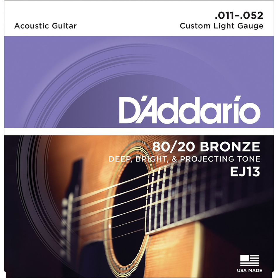D'Addario EJ13 80/20 Bronze Acoustic Strings - Custom Light