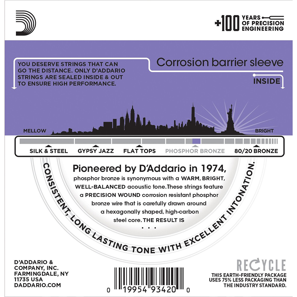 D'Addario EJ26-3D Phosphor Bronze Custom Light 3-Pack - Image 3