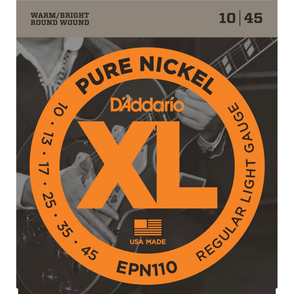 D'Addario EPN110 Pure Nickel Electric Strings, Reg Light