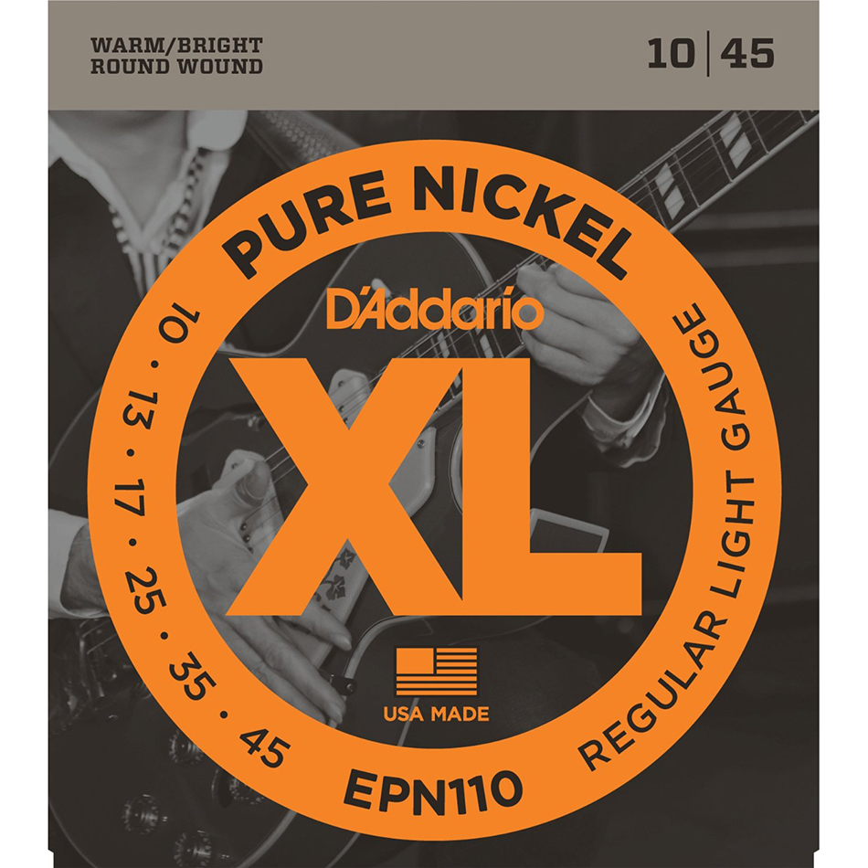D'Addario EPN110 Pure Nickel Electric Strings, Reg Light