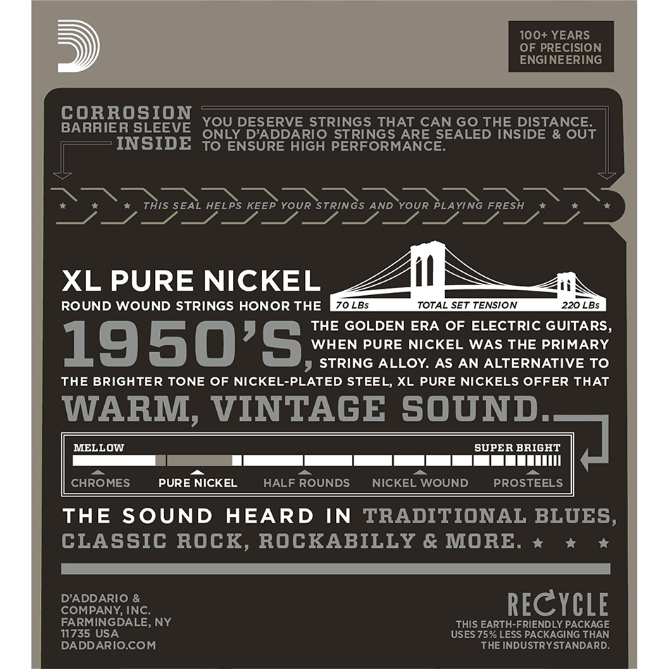 D'Addario EPN110 Pure Nickel Electric Strings, Reg Light - Image 4