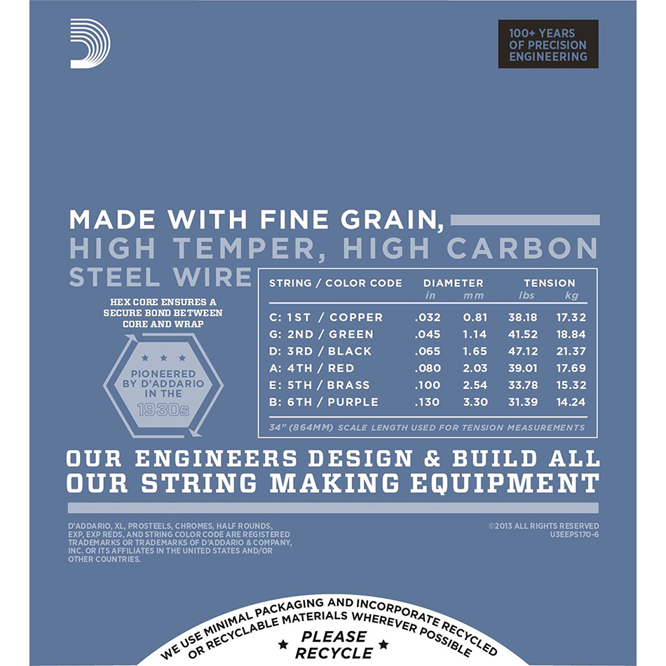 D'Addario EPS170-6 ProSteels 6-String Bass Set, 30-130 Long Scale - Image 3