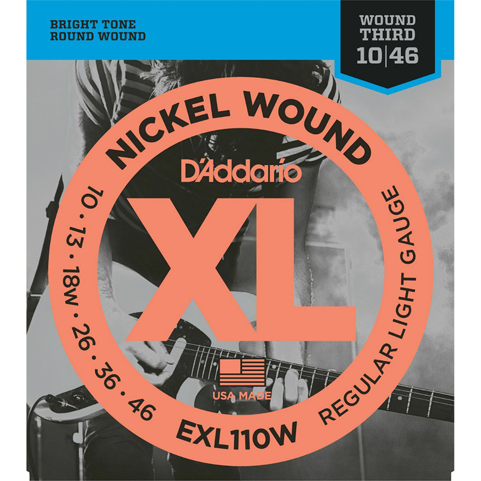 D'Addario EXL110W XL Nickel Wound Electric Strings, Wound 3rd