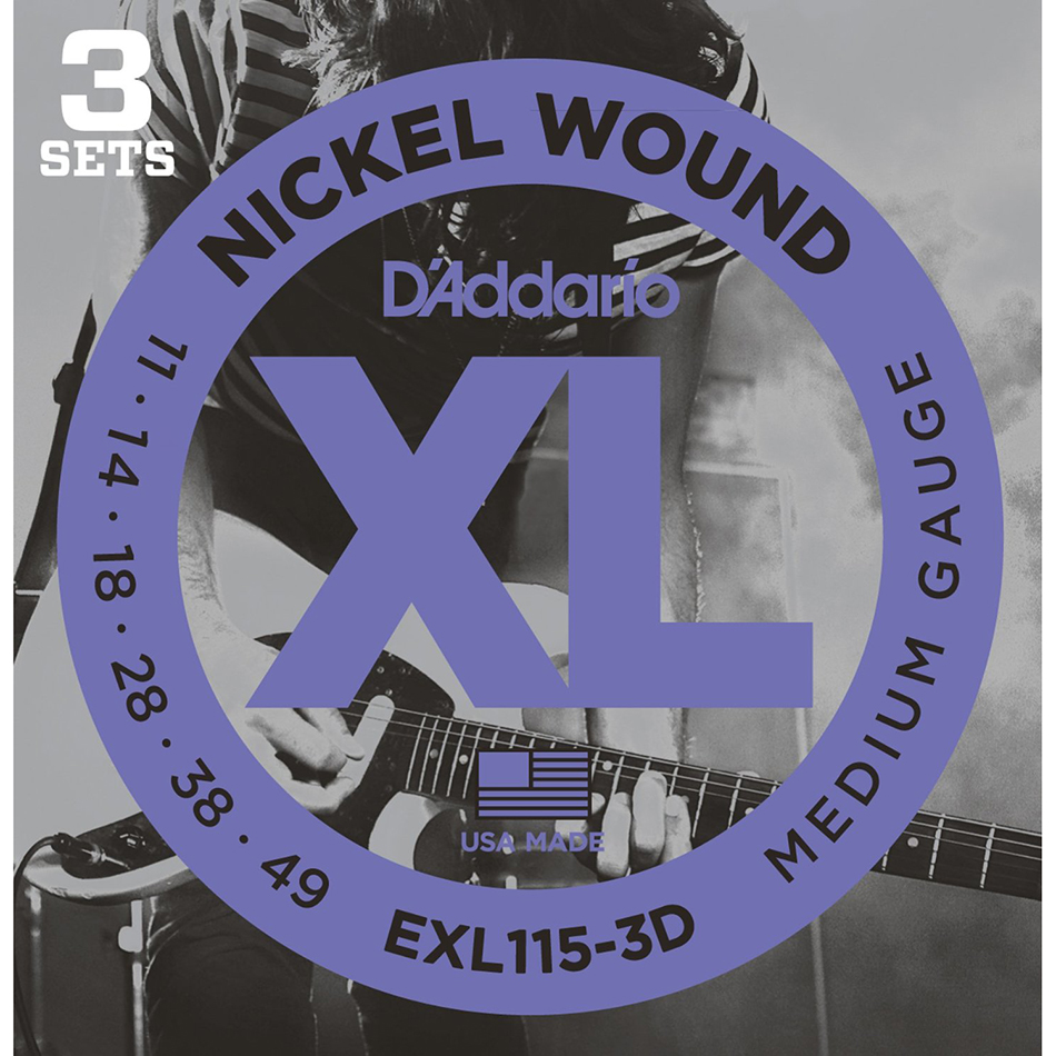 D'Addario EXL115-3D XL Blues/Jazz Electric Strings 3-Pack