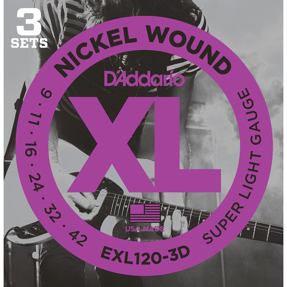 D'Addario EXL120-3D XL Nickel Super Light 3-Pack