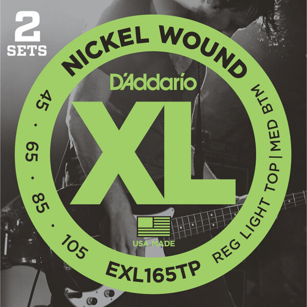 D'Addario EXL165TP Bass XL Nickel Strings, Long Scale, 2-Pack (45-105)