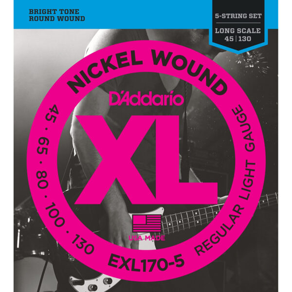 D'Addario EXL170-5 Nickel Wound 5-String Bass Set 45-130