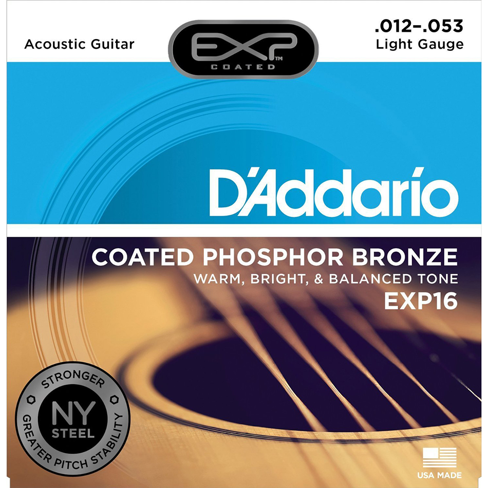 D'Addario EXP16 Coated Phosphor Bronze Acoustic Strings, Light