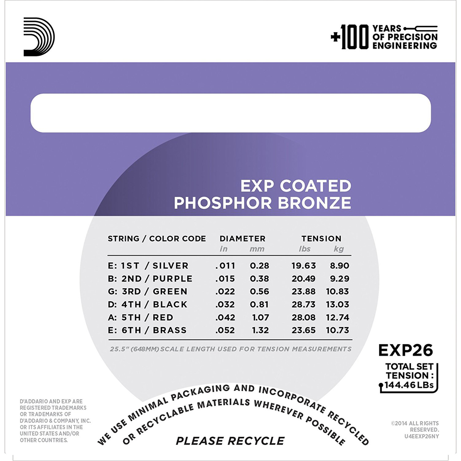 D'Addario EXP26 Coated Phosphor Bronze Custom Light - Image 4