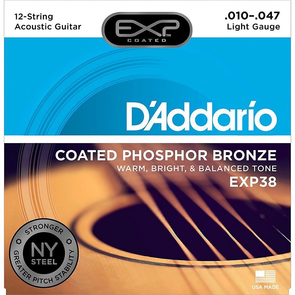 D'Addario EXP38 12-String Acoustic Guitar Strings, Light