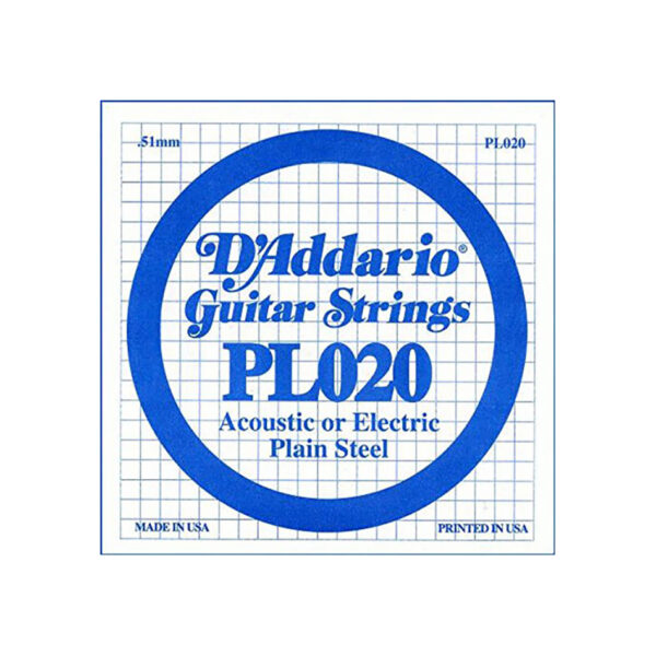 D'Addario PL020 Plain Steel .020 Single String