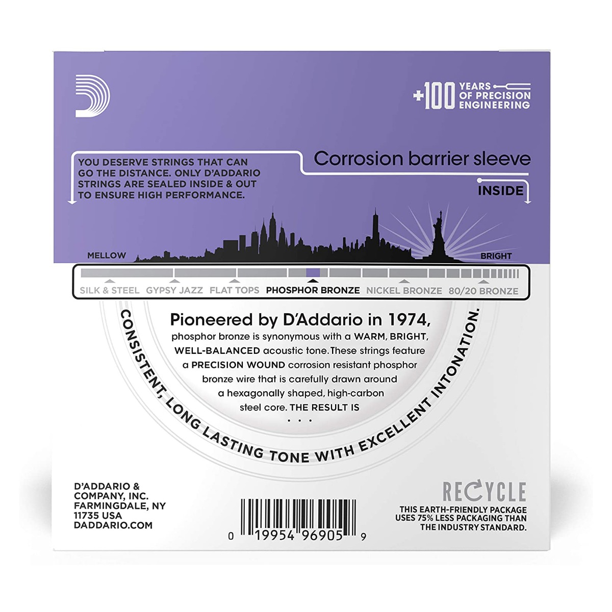 D'Addario EJ26-10P Phosphor Bronze Custom Light, 10-Pack - Image 2