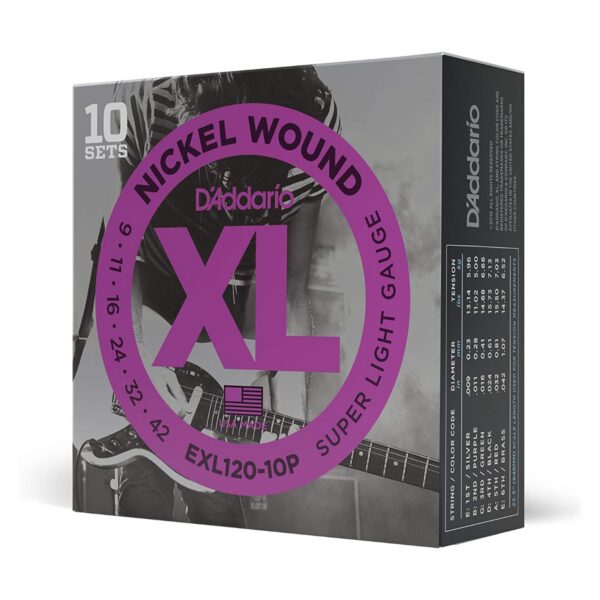 D'Addario EXL120-10P Nickel Electric Strings 9-42 (10-Pack)