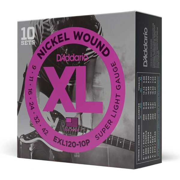 D'Addario EXL120-10P XL Nickel Super Light 9-42, 10-Pack
