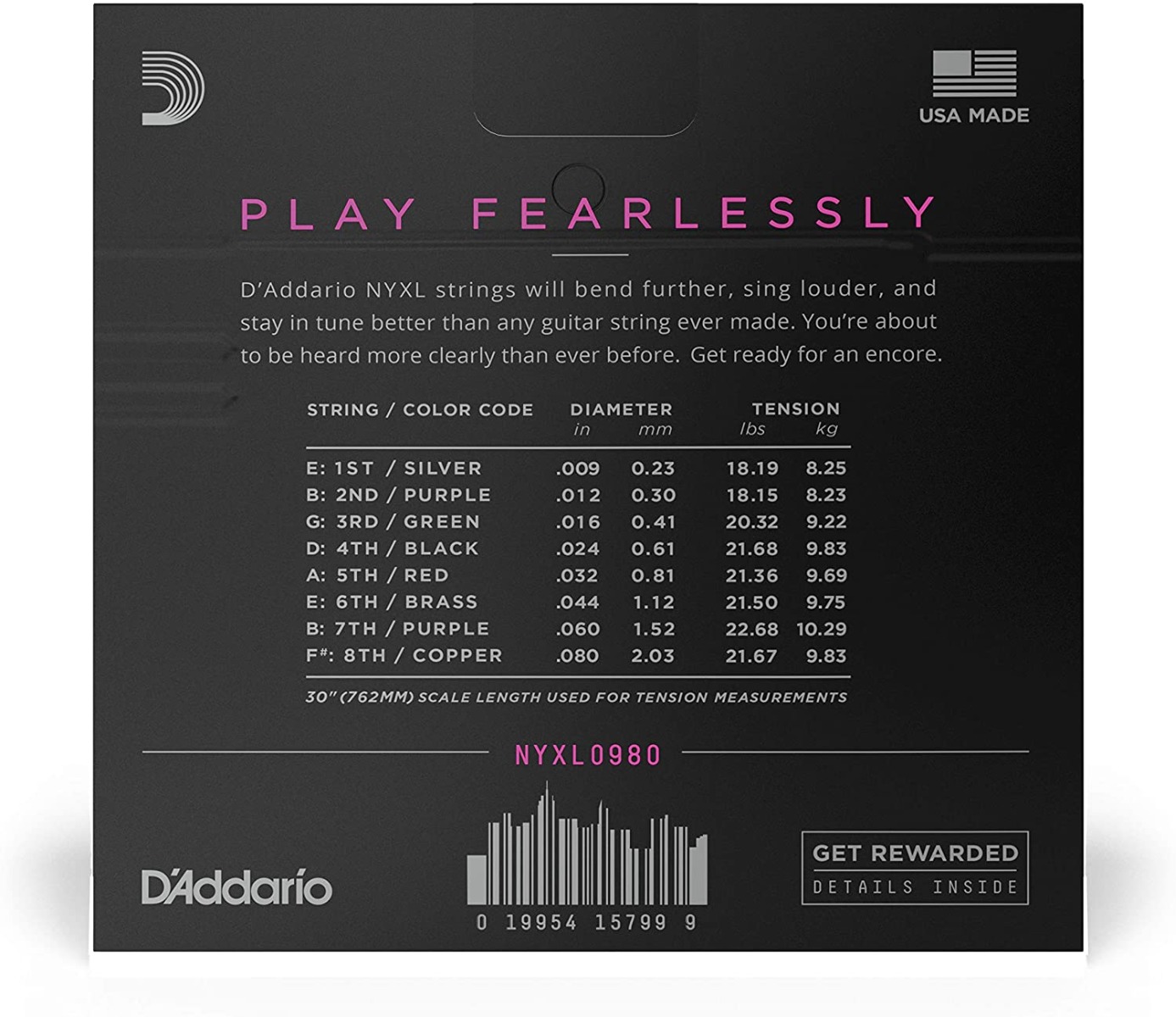 D'Addario NYXL0980 8-String Nickel Wound .009-.080 - Image 2