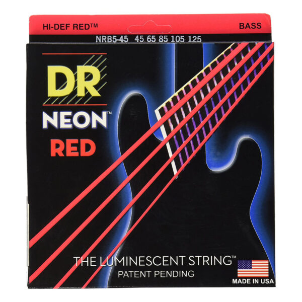 DR Strings Hi-Def Neon Red Bass Strings 45-125