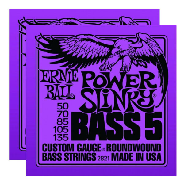 Ernie Ball 2821 Power Slinky 5-String Bass Set – 2 Pack