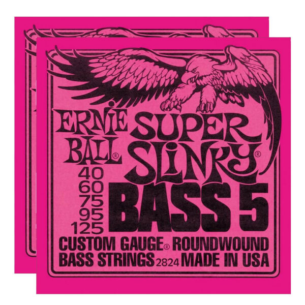 Ernie Ball Super Slinky Nickel 5-String Bass Set (2824) – 2-Pack