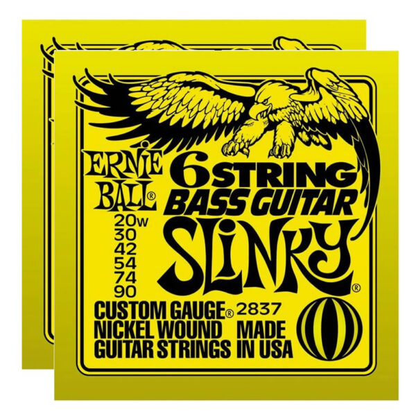 Ernie Ball Slinky 6-String Bass Strings 2837 – 2-Pack