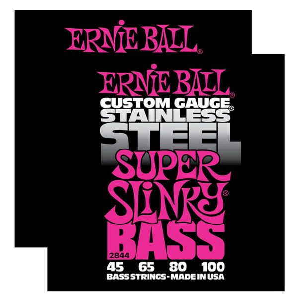 Ernie Ball Super Slinky Stainless Steel Bass Strings 2844 (2-Pack)