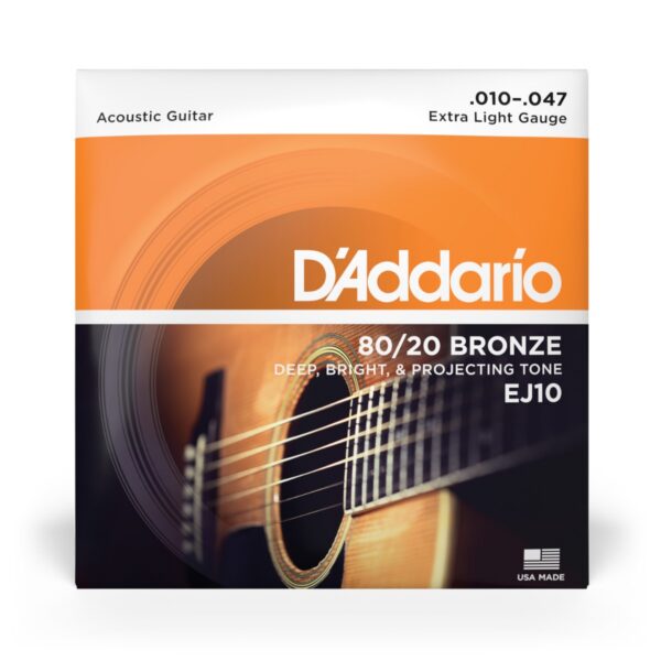 D'Addario EJ10 80/20 Bronze Acoustic Strings, Extra Light