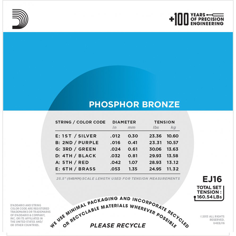 D'Addario EJ16-10P Phosphor Bronze Light Strings, 10-Pack - Image 2