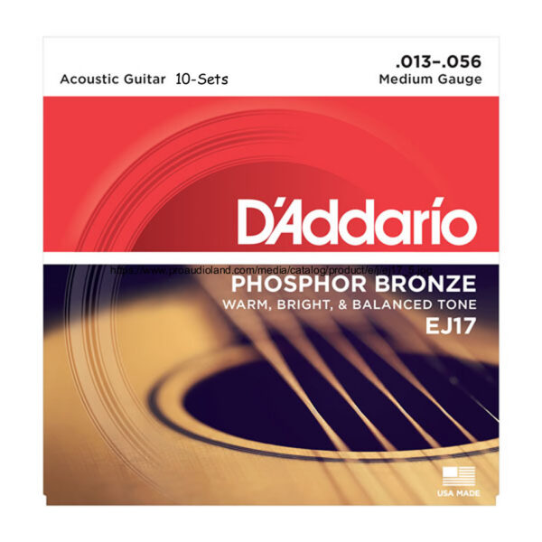 D'Addario EJ17 Phosphor Bronze Medium 13-56, 10-Pack