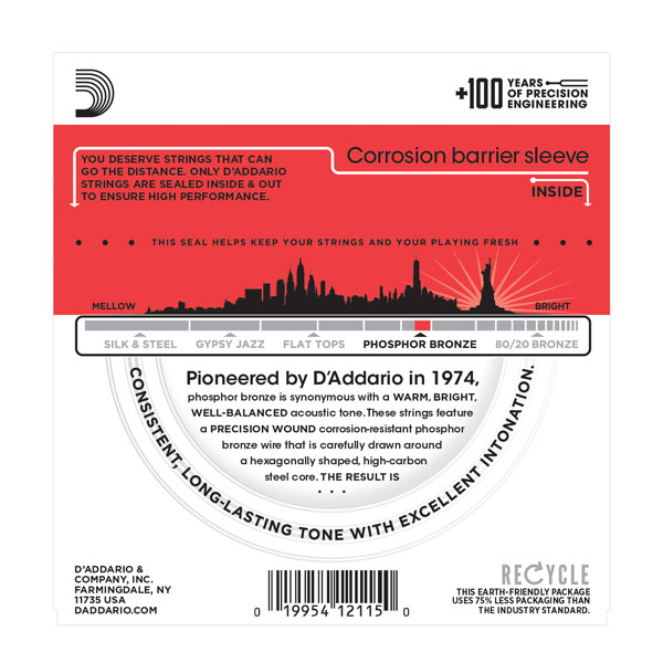 D'Addario EJ17 Phosphor Bronze Medium 13-56 (3-Pack) - Image 3